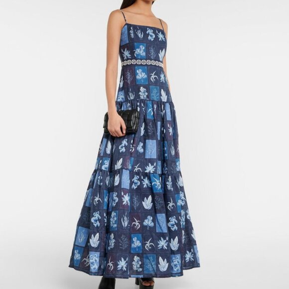 Agua by Agua Bendita Lima Algae Printed Linen Maxi Dress - Picture 1 of 15